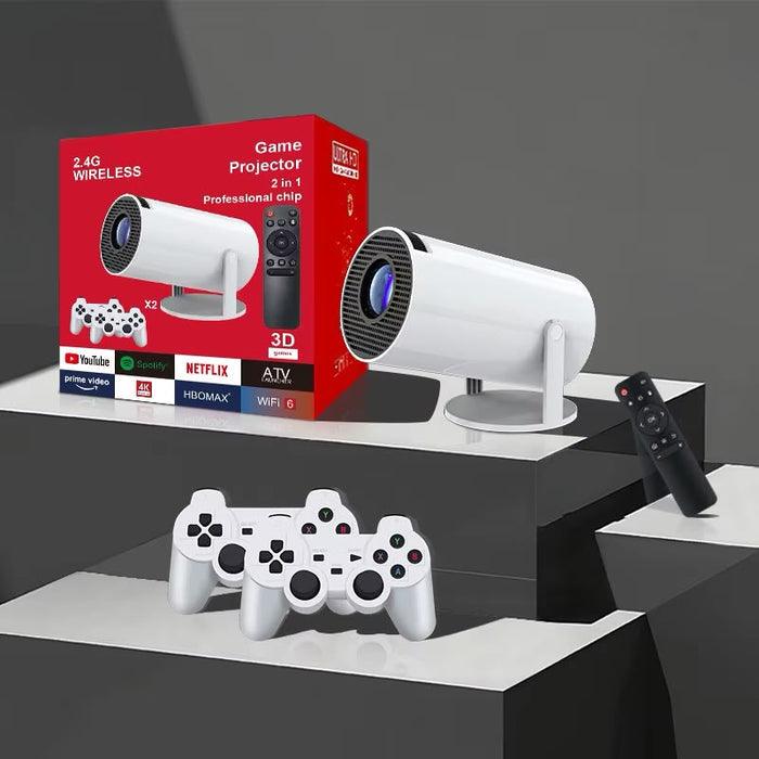 2-in-1 Game Projector - 2.4G Wireless with 2 Controllers