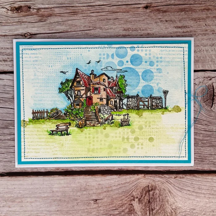 AALL & Create - Stencil - 039 - Lotza Dotz. Size: 15.4x15.4 | 6"x6". Available at Embellish Away located in Bowmanville Ontario Canada. Example by brand ambassador.