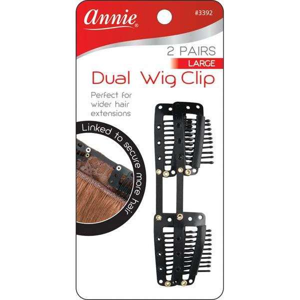 Annie Dual Wig Clip Large, 2 Count, Black