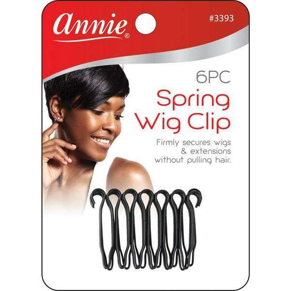 Annie Spring Wig Clip, 6 Count, Black