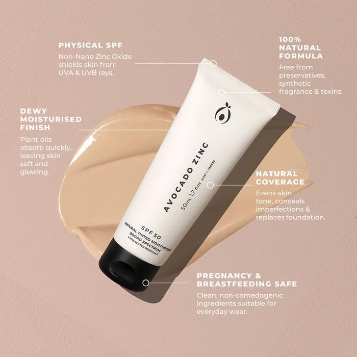 Avocado Zinc Tinted Moisturiser SPF50 - Light Medium