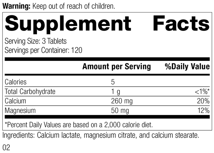 Calcium Lactate, 360 Tablets Supplement Facts
