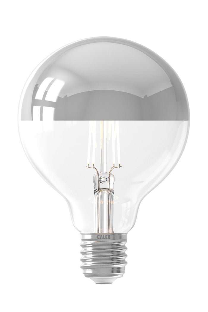 Calex Top Mirror Bulb - E27 - Filament - G95 - Chrome - 3.5W -Dimmable