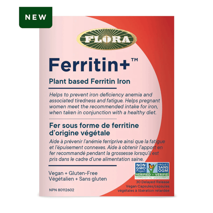 Box of Flora Ferritin+ 30 Delayed Release Vegan Capsules