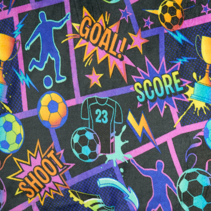 Football Comic Print Fleece Throw - Black ๐ฌ๐ง