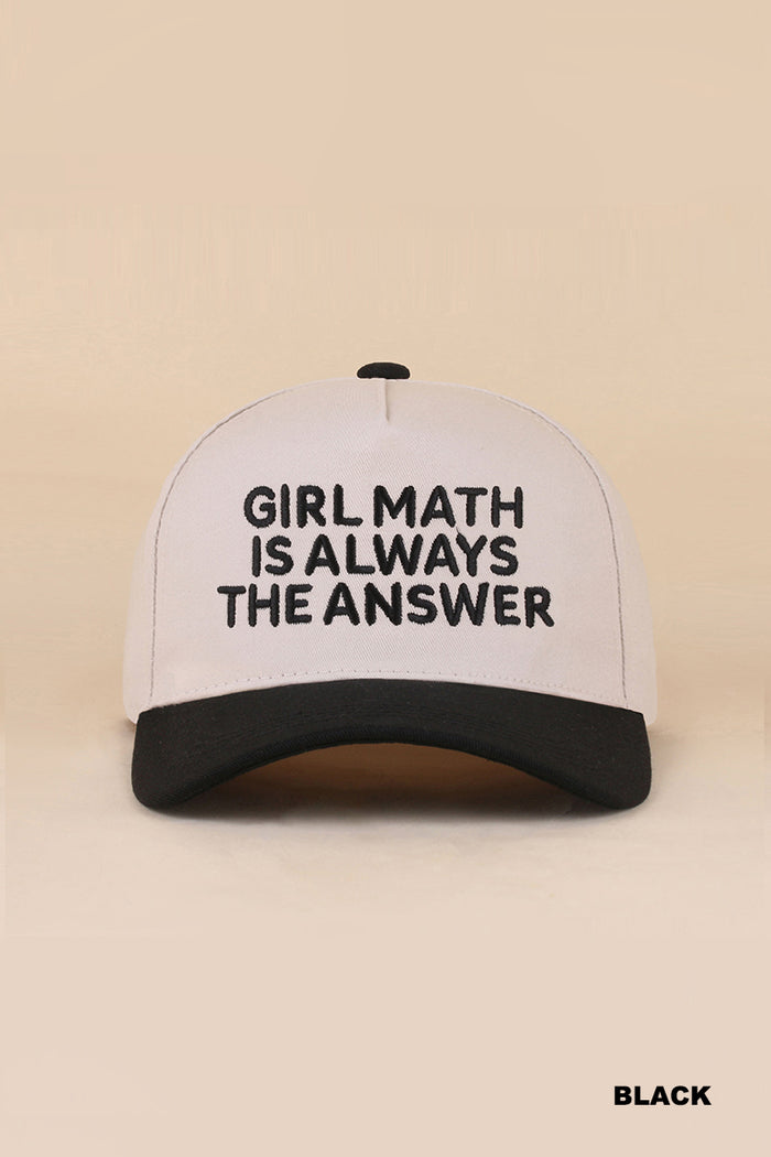 Girl Math Hat - Black