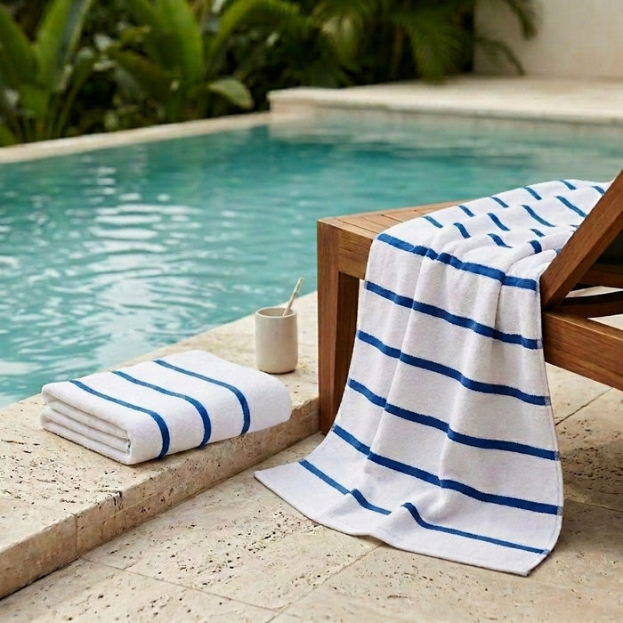 Pool Towels / Royal Blue Stripes / 30"X60" 12.50 lb. 6 PK