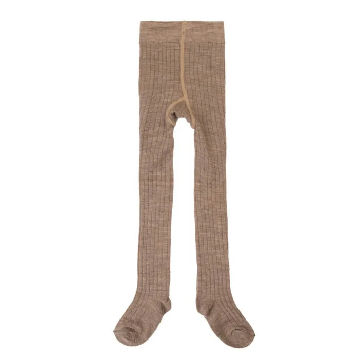Joha uld rib strømpebukser i beige