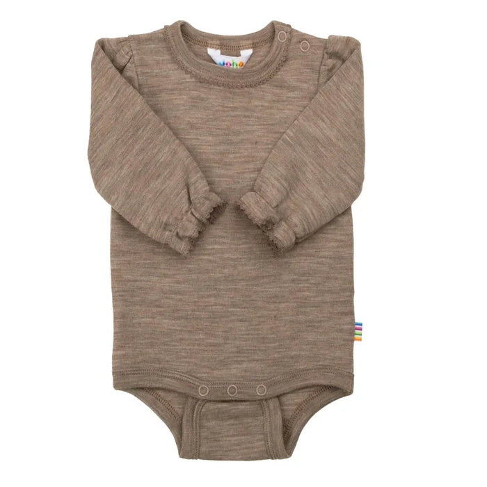 Joha uld-silke langærmet body beige melange