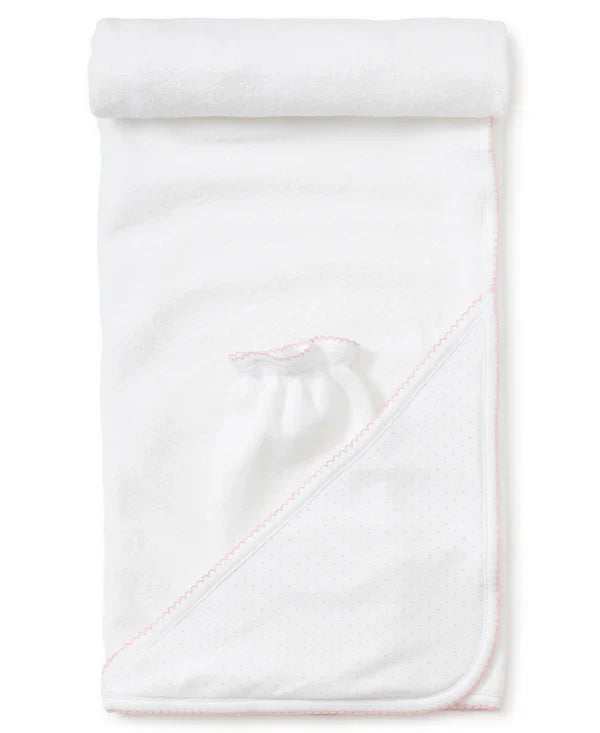 Kissy NEW Dots Towel w/ Mitt-White/Pink