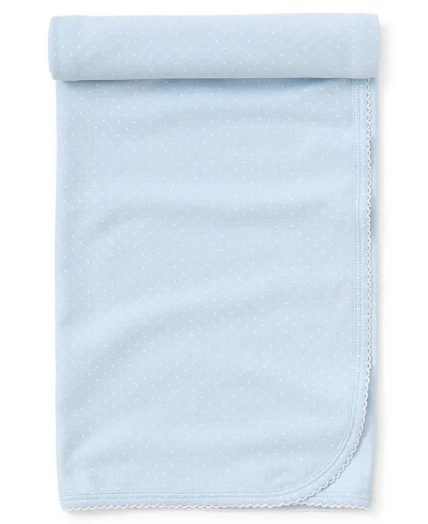 Kissy NEW Lt. Blue/White Dots Print Blanket