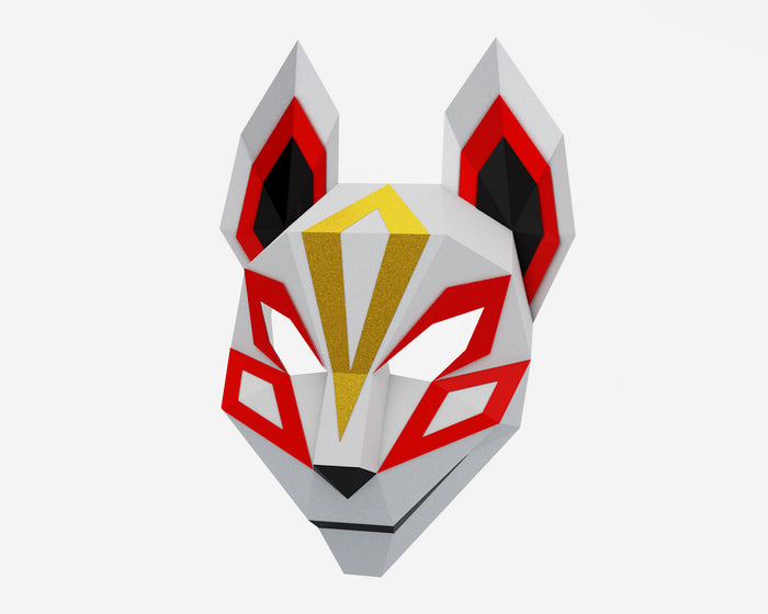 Kitsune Half Mask <br> DIY Paper Mask Template