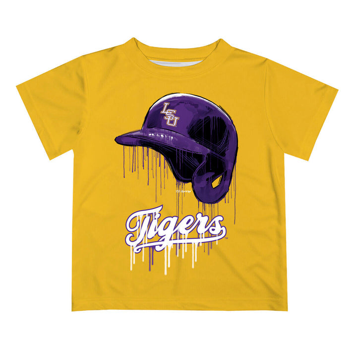 LSU Yellow Baseball Helmet Dripping Dri Fit