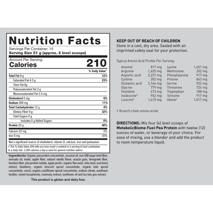MetabolicBiome Fuel Pea Protein by Biotics Research