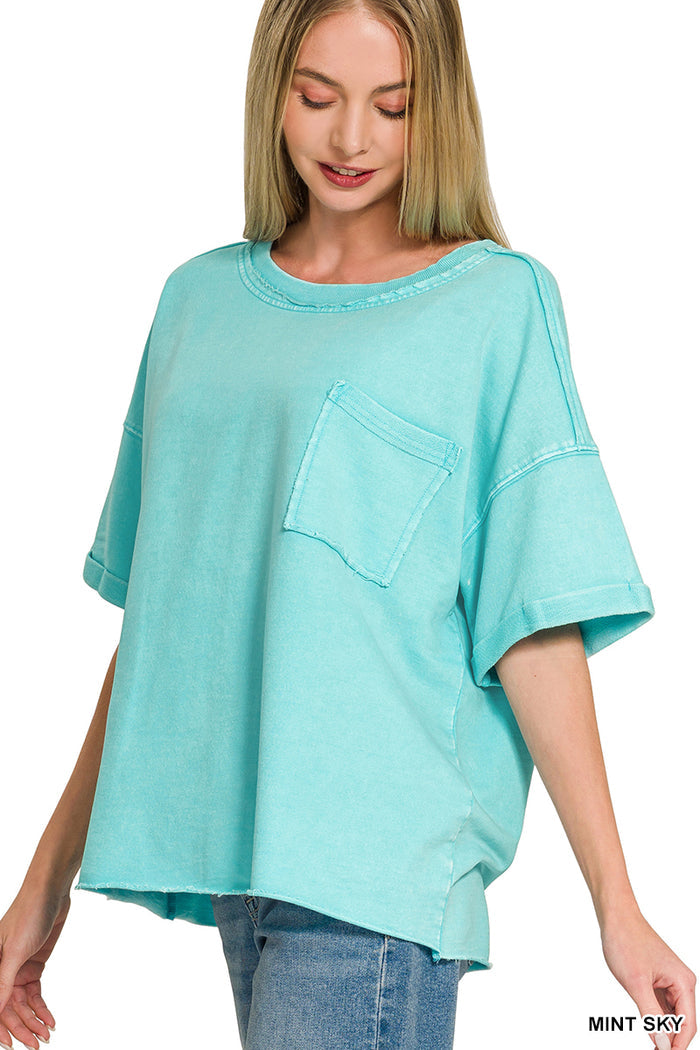 Mint Sky Acid Wash T-shirt