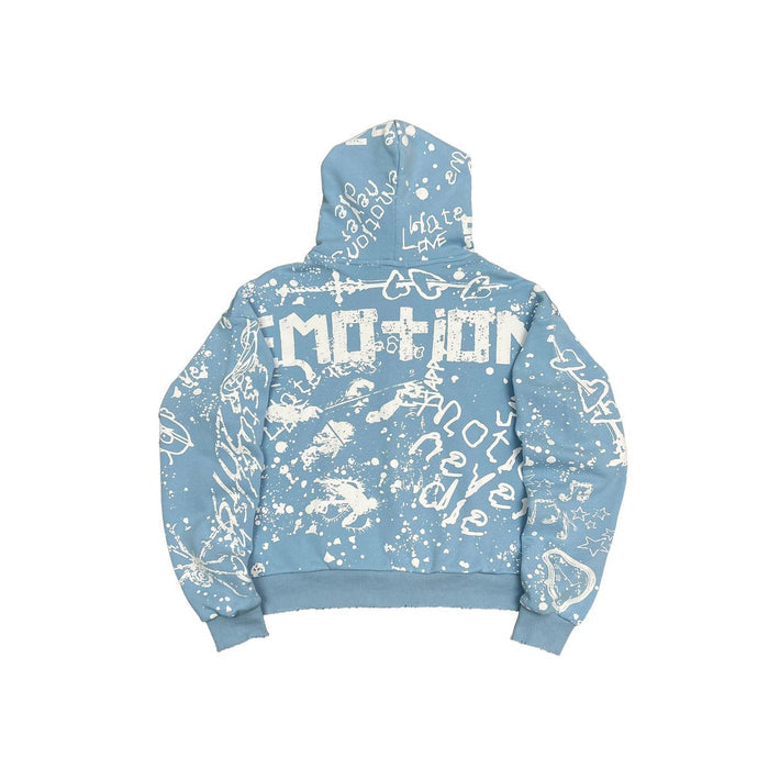 Mixed Emotion "Graffiti" Blue Zip Up Hoodie