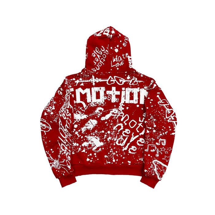 Mixed Emotion "Graffiti" Red Zip Up Hoodie