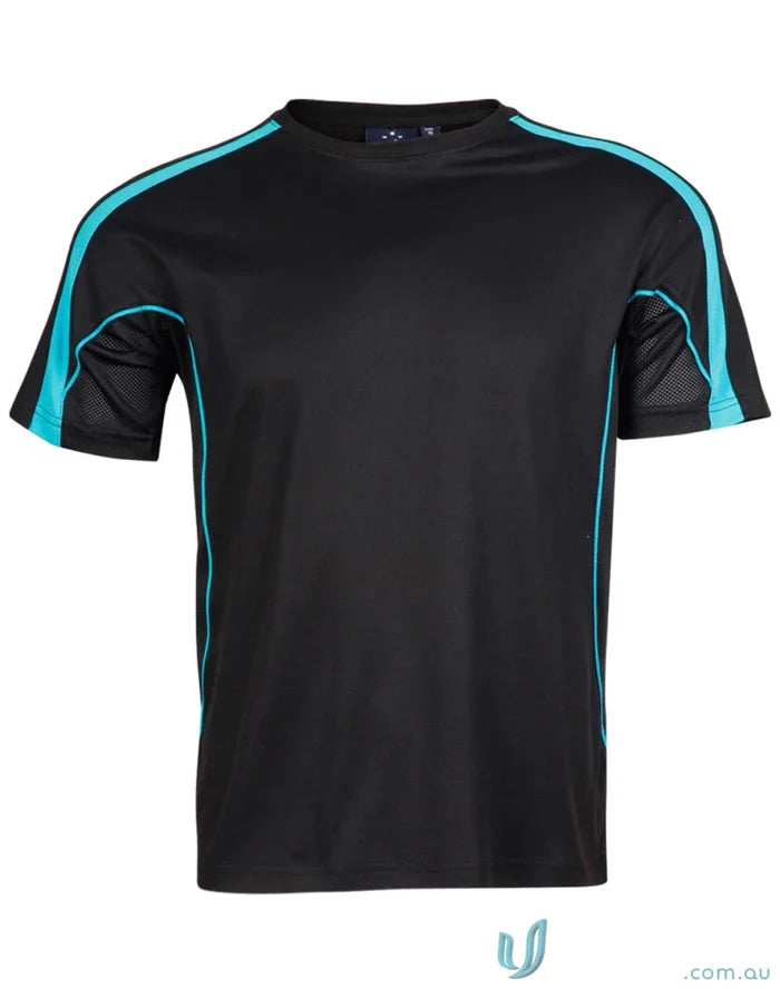 Black and turquoise Legend Tee athletic t-shirt for work uniforms or casual uniforms