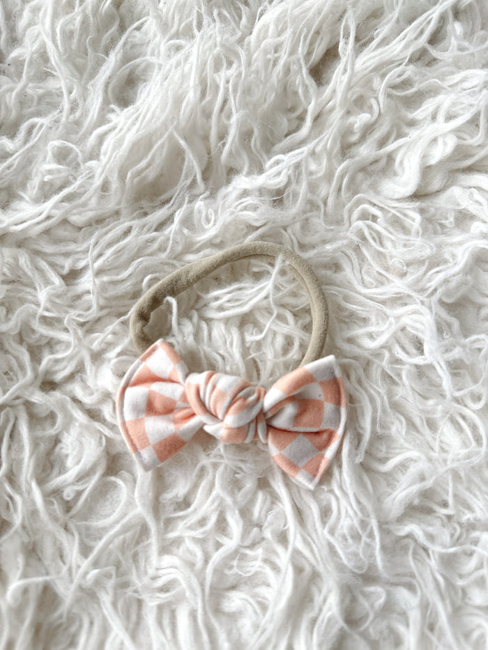 Nylon Headband - Peach Checker