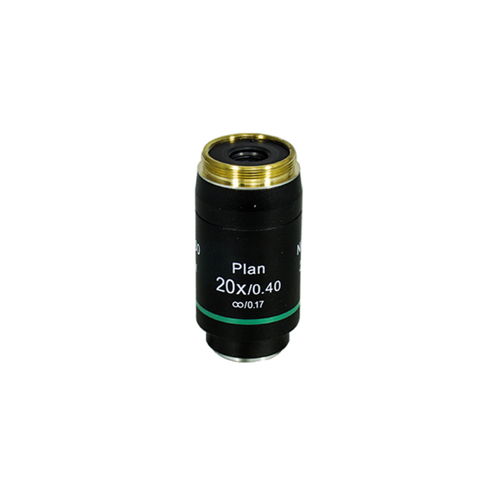 Objective Working Distance 4.8mm 20X Infinity Plan Achromatic Objective, SKU Nexcope-NE620-Objective-20-A, three quarter front view
