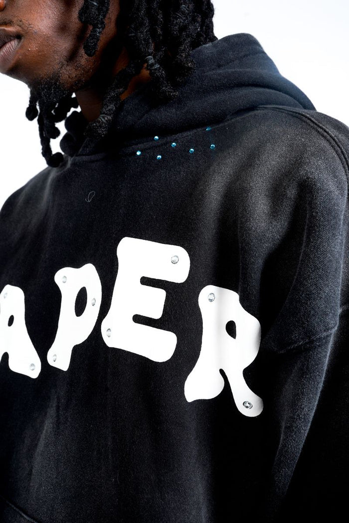 Paper Money "Paper" Rhinestone Black Pullover Hoodie