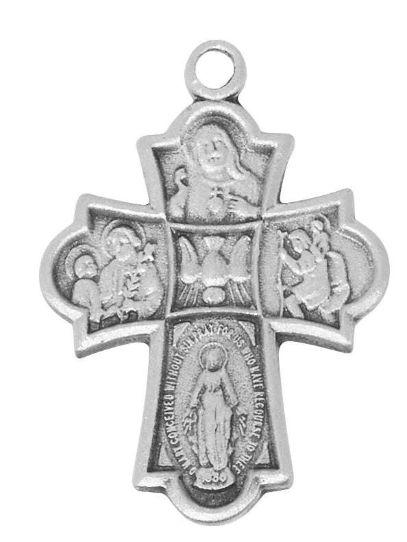 Pewter 4 Way Medal on Chain-18"