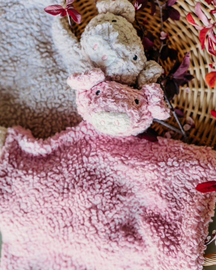 PIG - Organic SHERPA Lovey Baby Security Blanket Cuddle Cloth