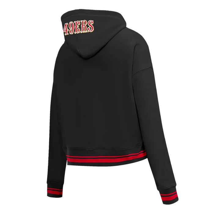 Pro Standard San Francisco 49ers black and red cropped hoodie showcasing team branding for women