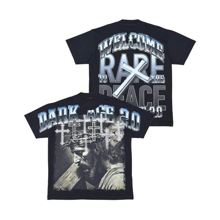 Rare Peace "Jesus Dark Age 2.0" Rhinestone Black Tee