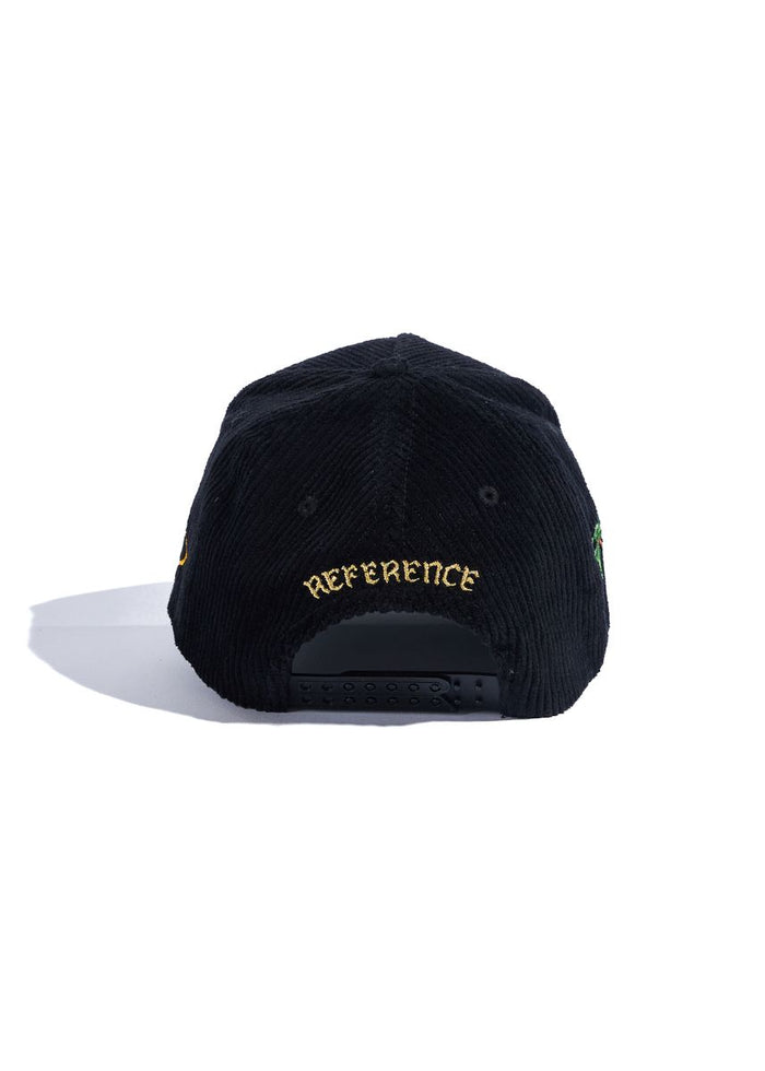 Reference "Paradise LA" Corduroy Snapback Hat - Black/Yellow (REF567)