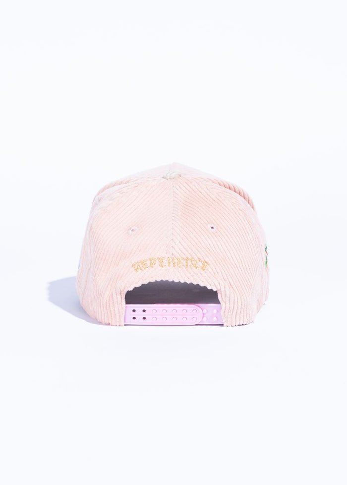 Reference "Paradise LA" Corduroy Snapback Hat - Pink/Cream (REF802)