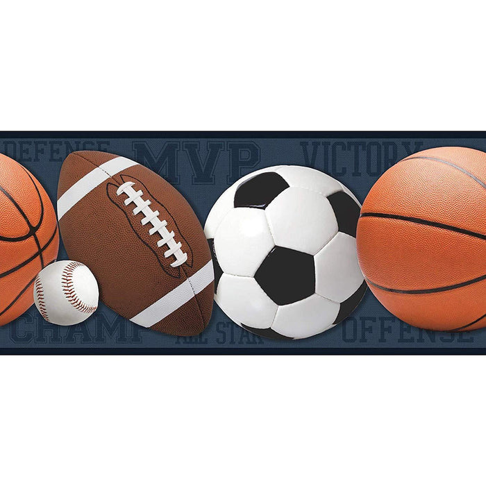 Roommates Sports Balls Peel and Stick Wallpaper Border - 6" wide x 15 ft long - EonShoppee