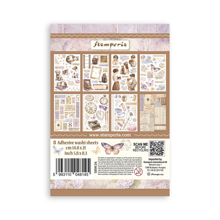 Stamperia - A5 Washi Pad - Quiet Days. Includes 8 Sheets. Available at Embellish Away located in Bowmanville Ontario Canada.