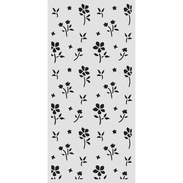 Stamperia - Thick Stencil - Family - Small Flower Pattern. Size: 12 cm x 25 cm. Available at Embellish Away located in Bowmanville Ontario Canada.