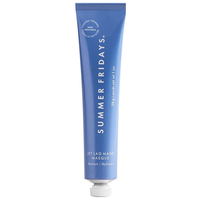 Summer Fridays Jet Lag Mask and moisturizer in 28g jar, showing the unopened beauty product with branding and packaging details.