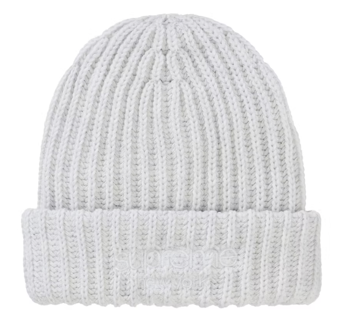 Supreme Chunky Rib Classic Logo Beanie - White (FW25)