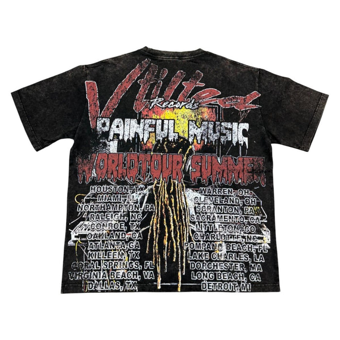 Vtilted "Records" Heavy Black Wash Tee