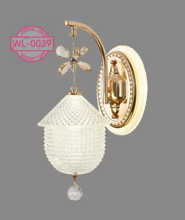 WL-0039 Luxury Crystal Flower Gold Wall Bracket Light - Indoor Sconce