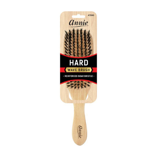 ANNIE boar and nylon hard wave brush paddle with wooden handle and reinforced bristles for styling