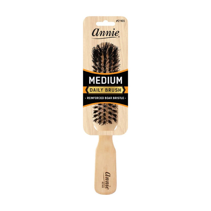 ANNIE medium paddle daily hair brush with wooden handle and boar and nylon bristle brush for styling