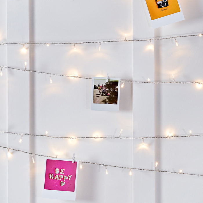 200 Warm White Led Fairy Lights On Clear Cable