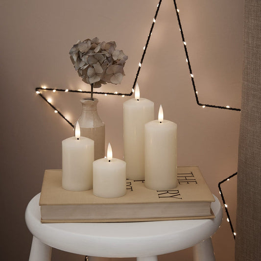 4 TruGlow® Ivory Slim Pillar Candles With Remote Control