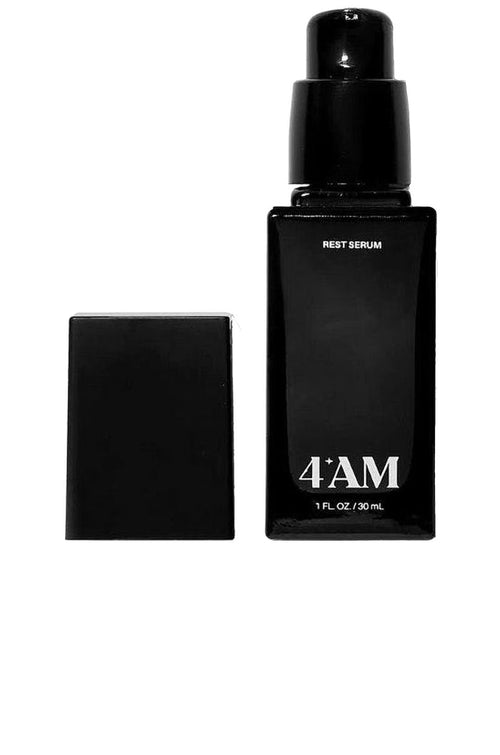 4AM Skin Rest Serum 30ml bottle with dropper, natural skincare product from 4AM, designed to soothe and rejuvenate skin.