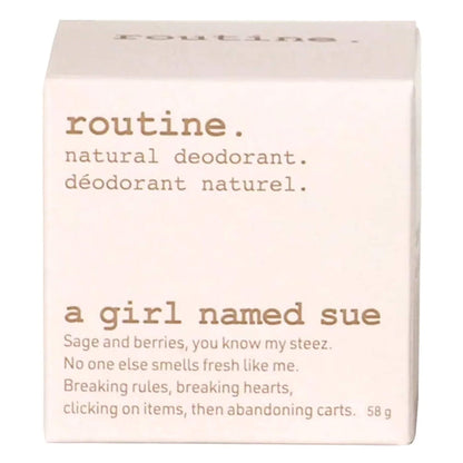 Package of Routine. A Girl Named Sue Deodorant 58g
