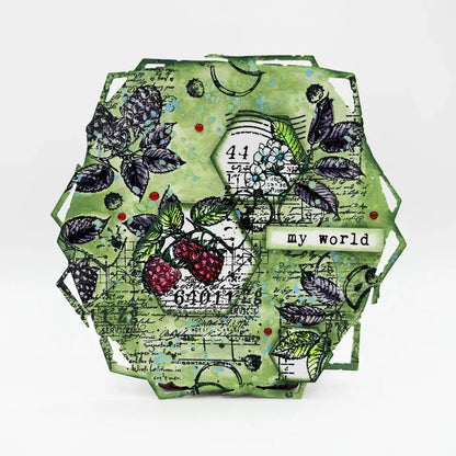 AALL and Create Stencil - 108 - Hugely Hexagonal. Designed by Autor de Mwa. Size: 8.3"x11.7". Available at Embellish Away located in Bowmanville Ontario Canada. Example by brand ambassador.