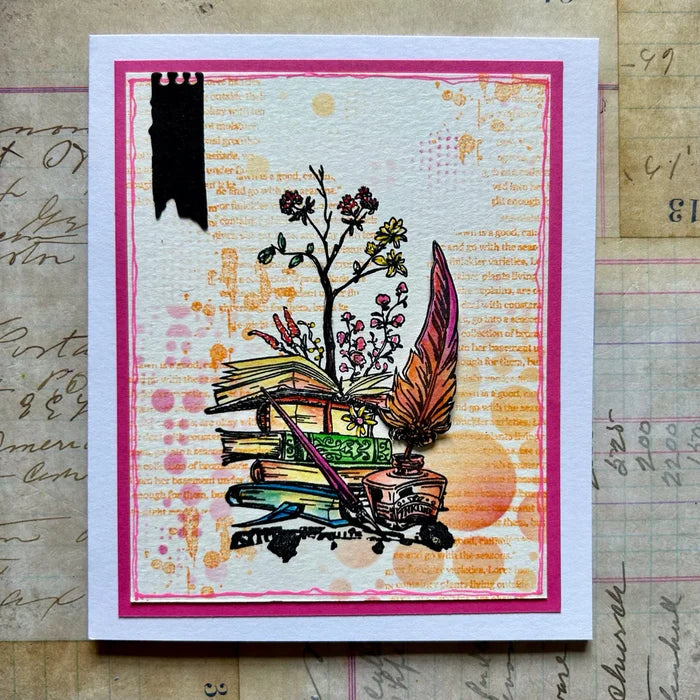 AALL & Create - Stencil - 039 - Lotza Dotz. Size: 15.4x15.4 | 6"x6". Available at Embellish Away located in Bowmanville Ontario Canada. Example by brand ambassador.