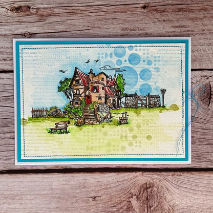 AALL & Create - Stencil - 039 - Lotza Dotz. Size: 15.4x15.4 | 6"x6". Available at Embellish Away located in Bowmanville Ontario Canada. Example by brand ambassador.