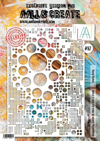 AALL &amp; Create - Stencil - 087 - Totally Dotty. Designed by Autor de Mwa. Size: 8.3"x11.7". Available at Embellish Away located in Bowmanville Ontario Canada