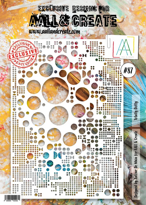 AALL &amp; Create - Stencil - 087 - Totally Dotty. Designed by Autor de Mwa. Size: 8.3"x11.7". Available at Embellish Away located in Bowmanville Ontario Canada