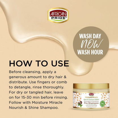 AFRICAN PRIDE Moisture Miracle Pre-Shampoo 12oz